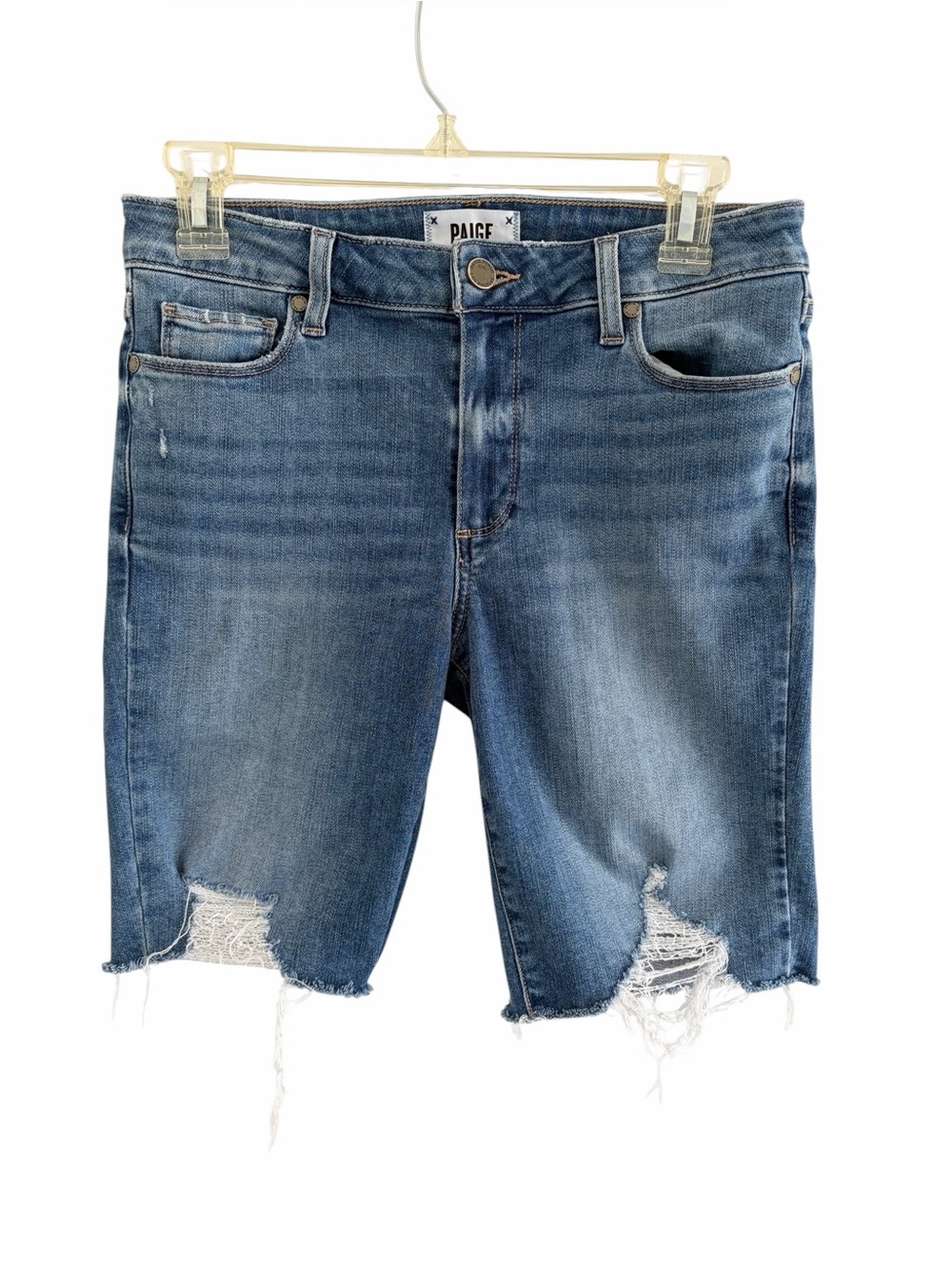 PAIGE Jax Distressed Denim knee short